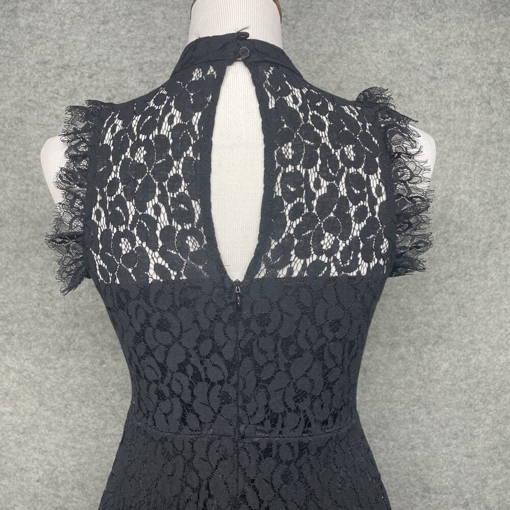 Altar'd State Jaenie Dress SM Sleeveless Mock-Neck Black Floral Lace Embroidered - Picture 10 of 13
